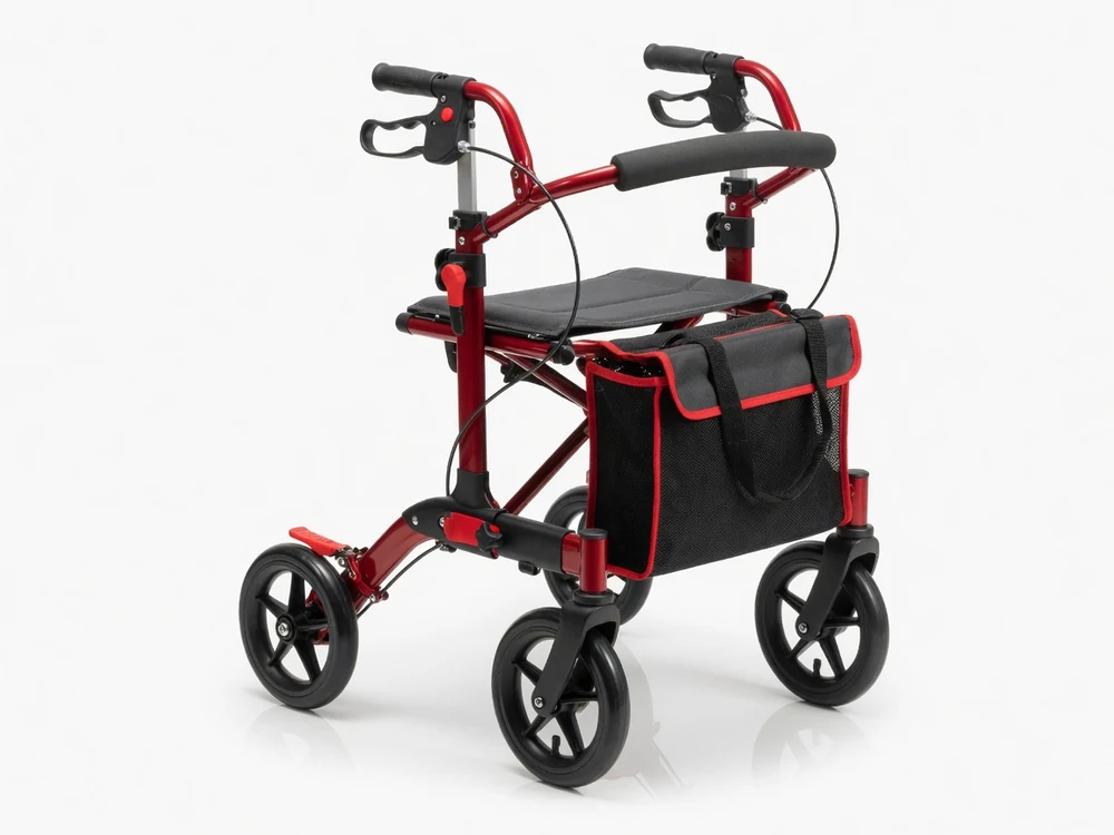 Rollator wheeled walker with seat